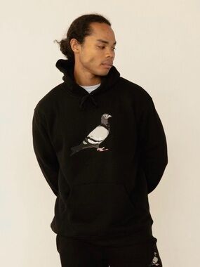Staple Pigeon Logo Hoodie Black Embroidered Pullover Sweatshirt Streetwear